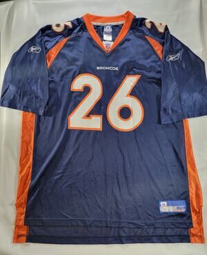 Vintage Clinton Portis 26 Denver Broncos Reebok NFL Players Jersey Men's 2XL